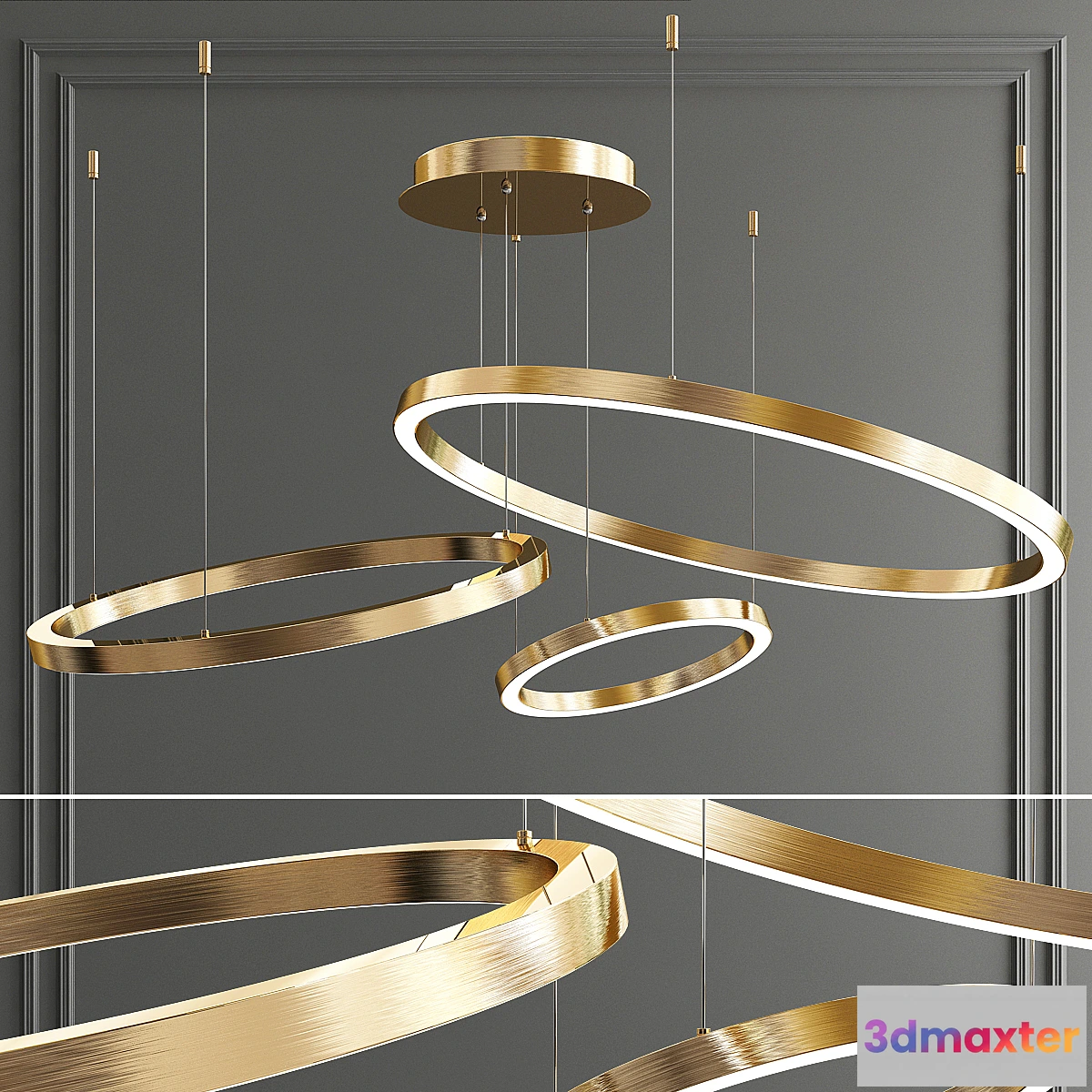 1307446 - Art Deco Ring Hoops Led Chandelier 3D Max