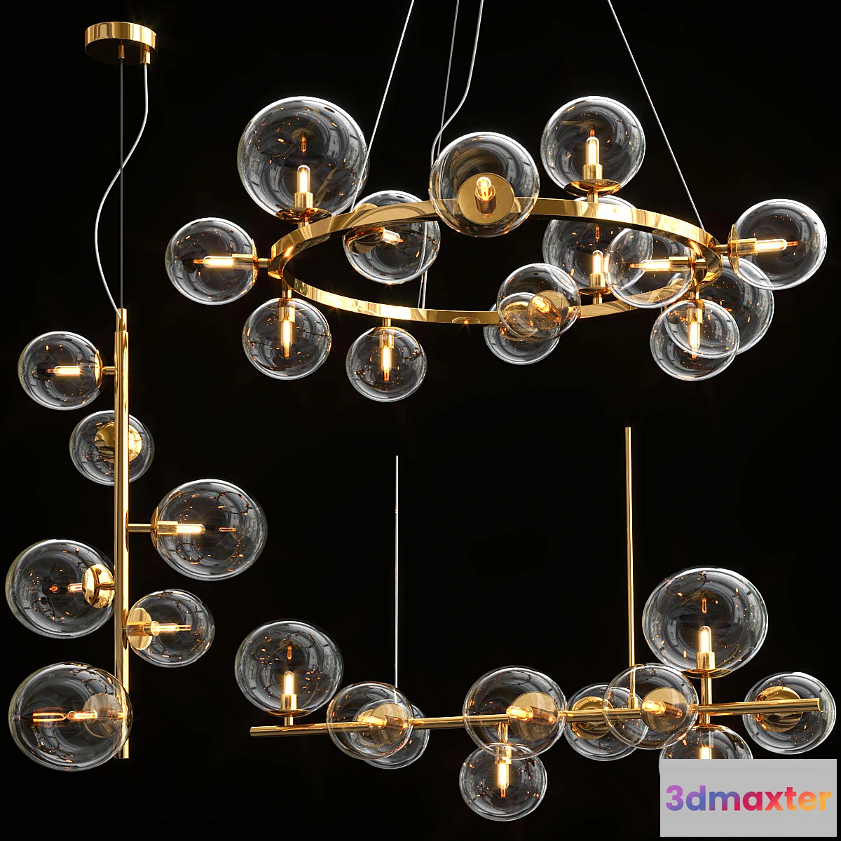 1308567 - Odeon Black & Gold Light Collection 3D Max