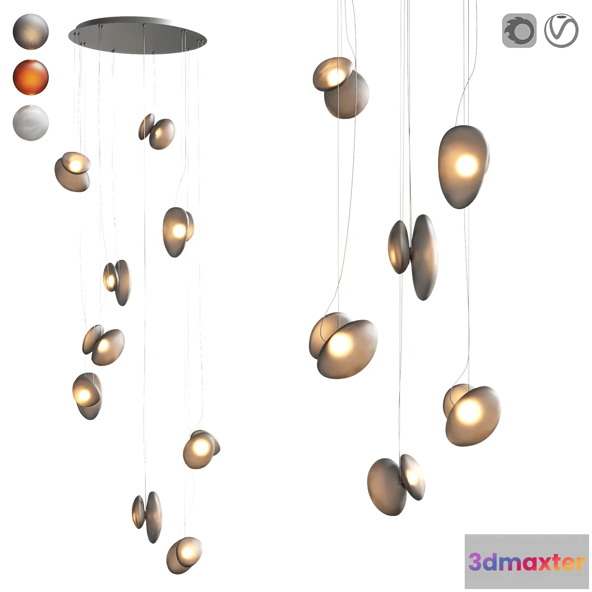 1310979 - AND Pebble series chandelier Cluster 3D Max