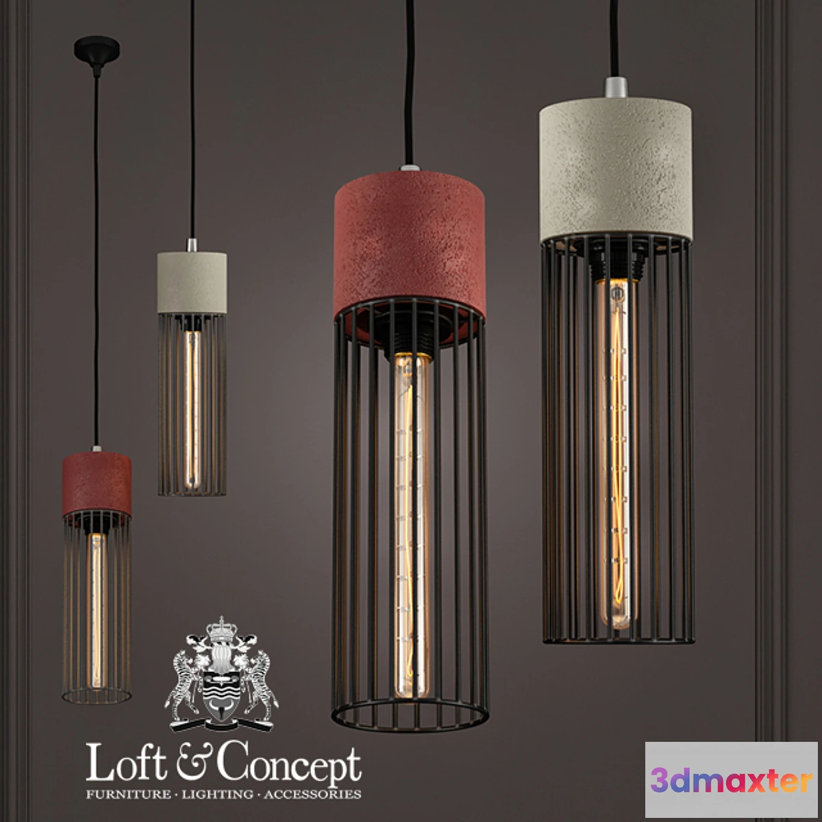 1313186 - Cement Droplight Pendant Light 3D Max