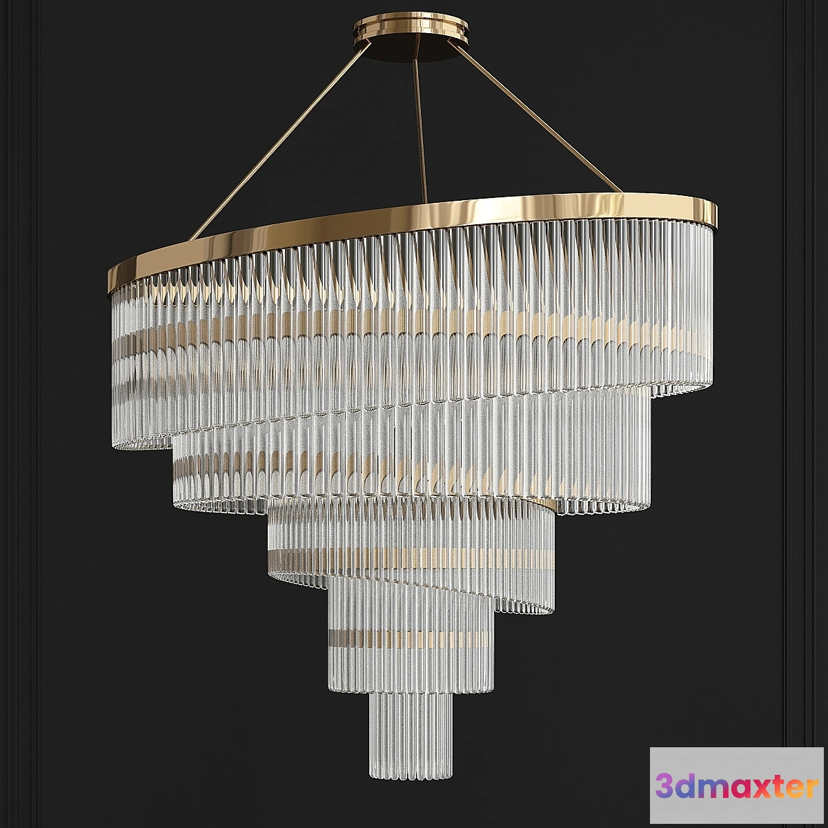 1316061 - Gold Plated Spiral Crystal Designer Chandelier - No.2 3D Max