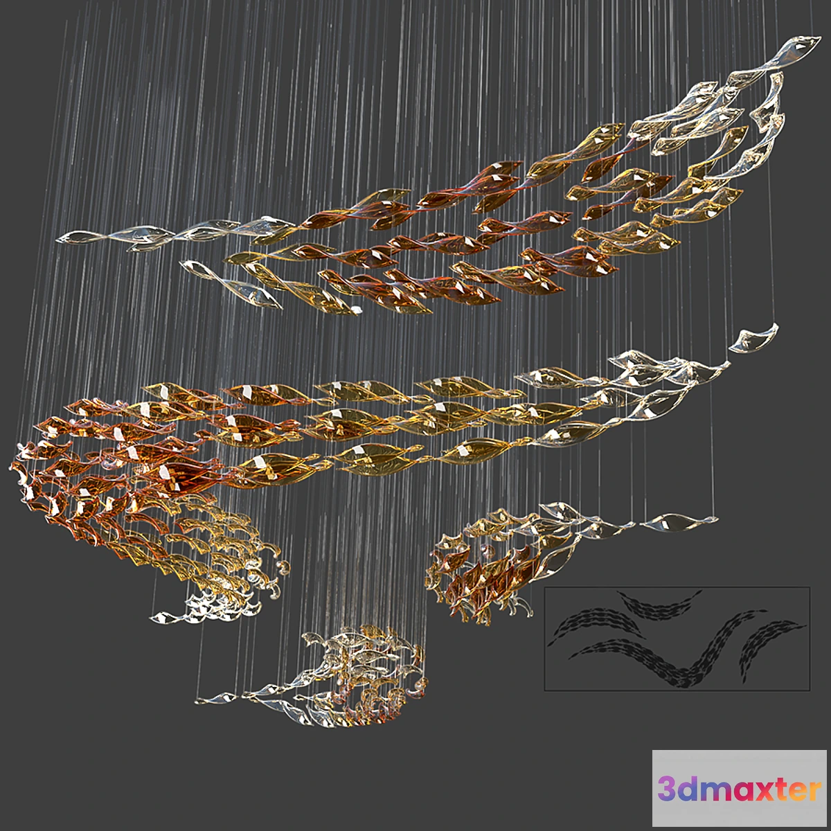 1317735 - Glass Waves Chandelier (S shape) - No.2 3D Max