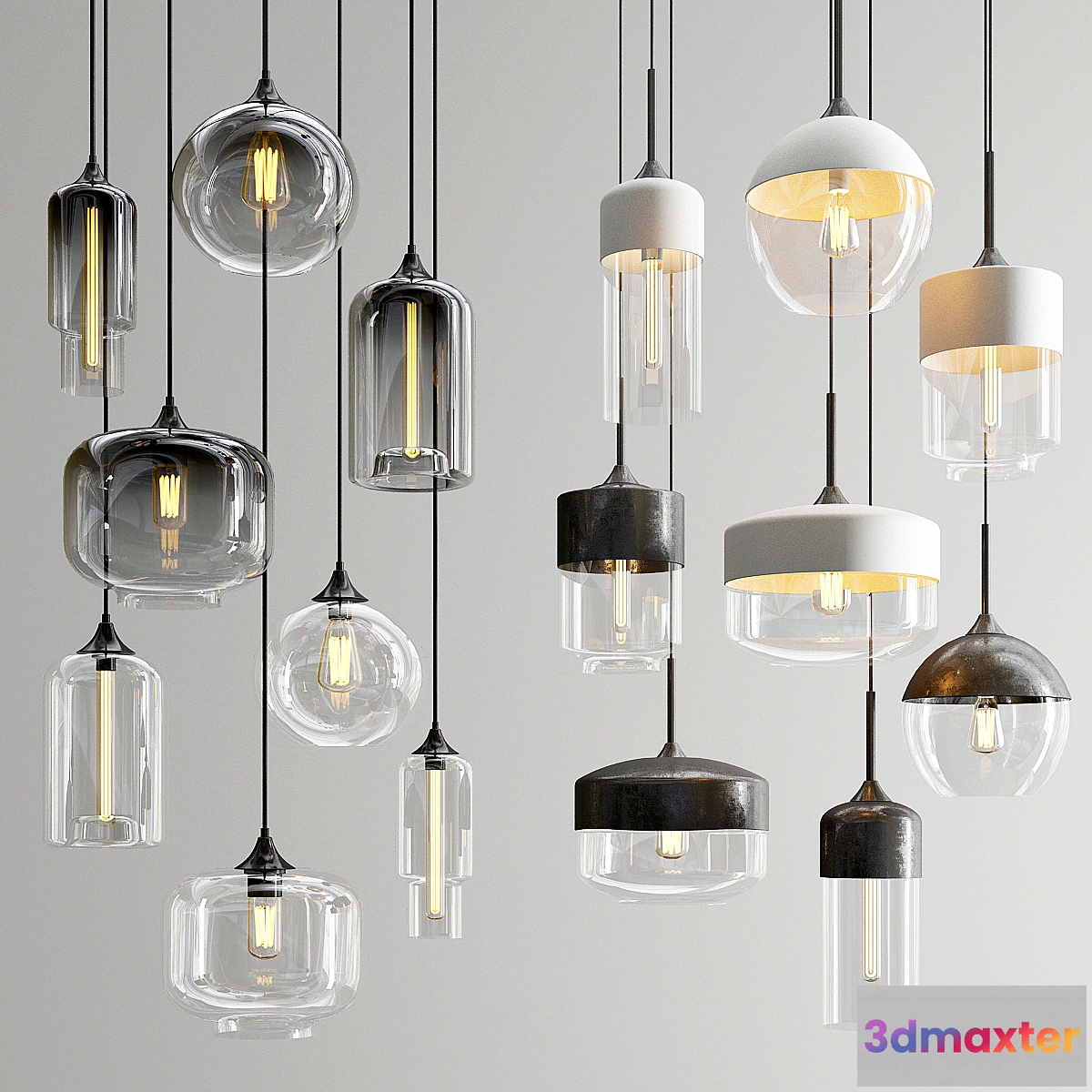 1318066 - Amber & Smoky Glass Pendant 3D Max