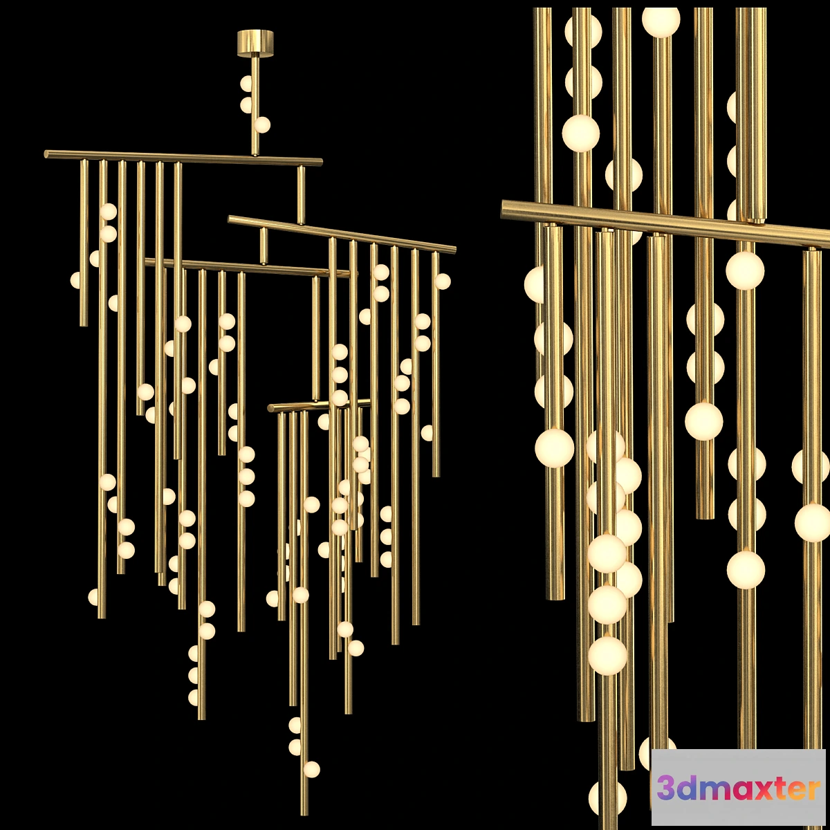 1318180 - 76-bulb Drop System Chandelier 3D Max