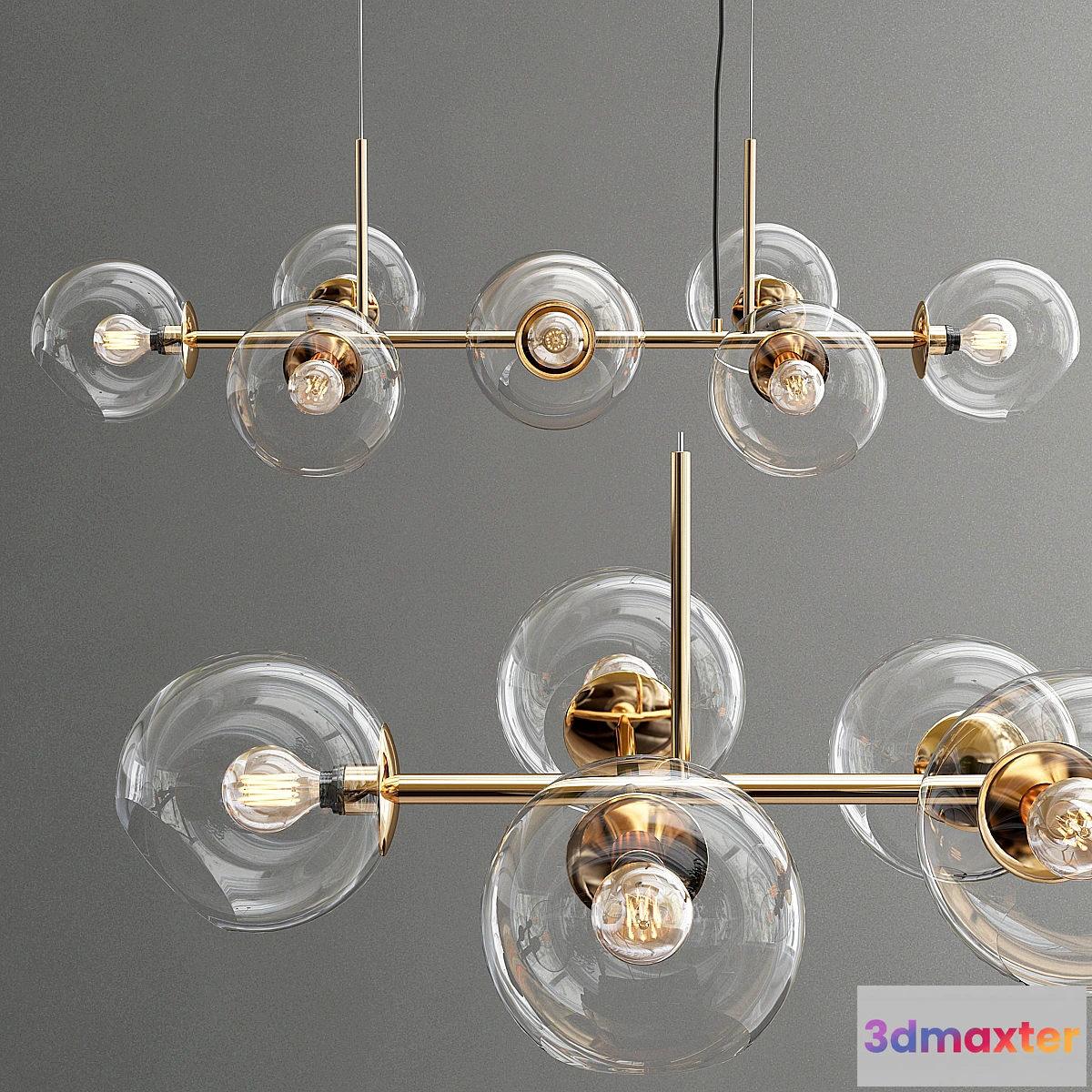 1318552 - Staggered Glass Chandelier - 8-Light 3D Max