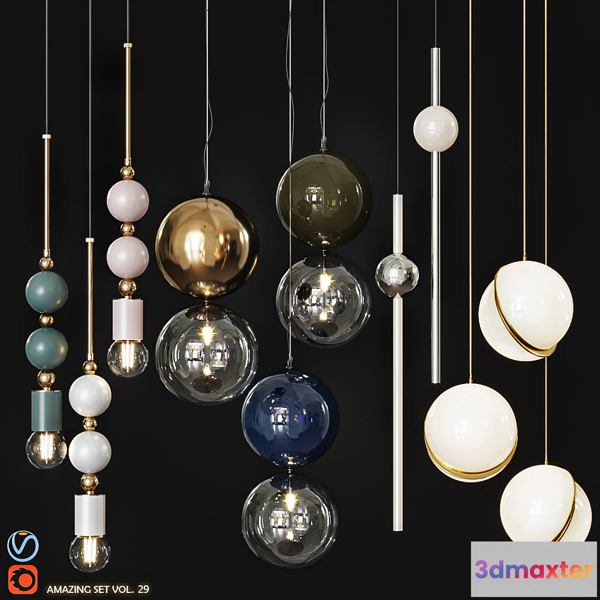 1320308 - Set pendant lights 3D Max