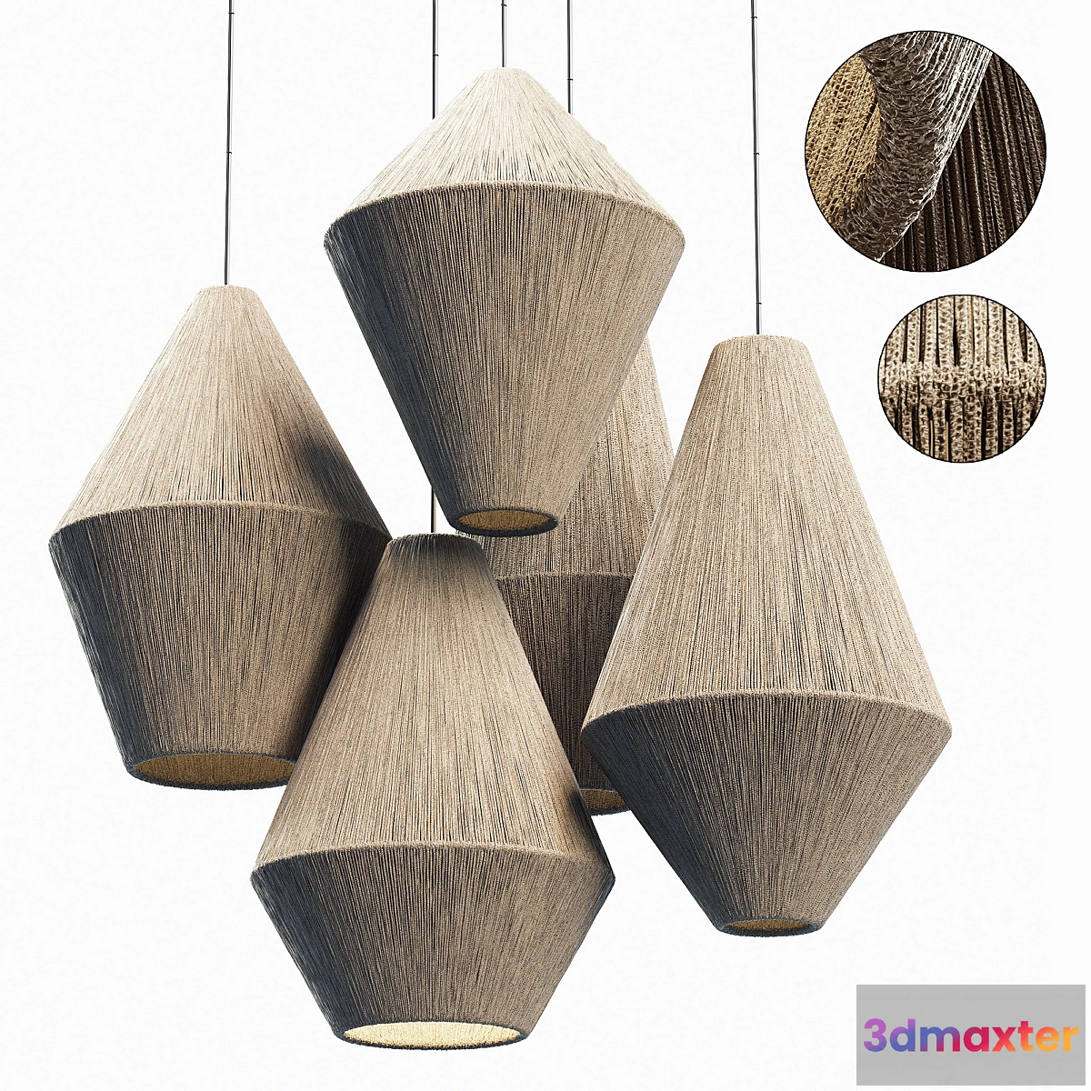 1320412 - Lamp wood rattan wicker Cone n3 3D Max