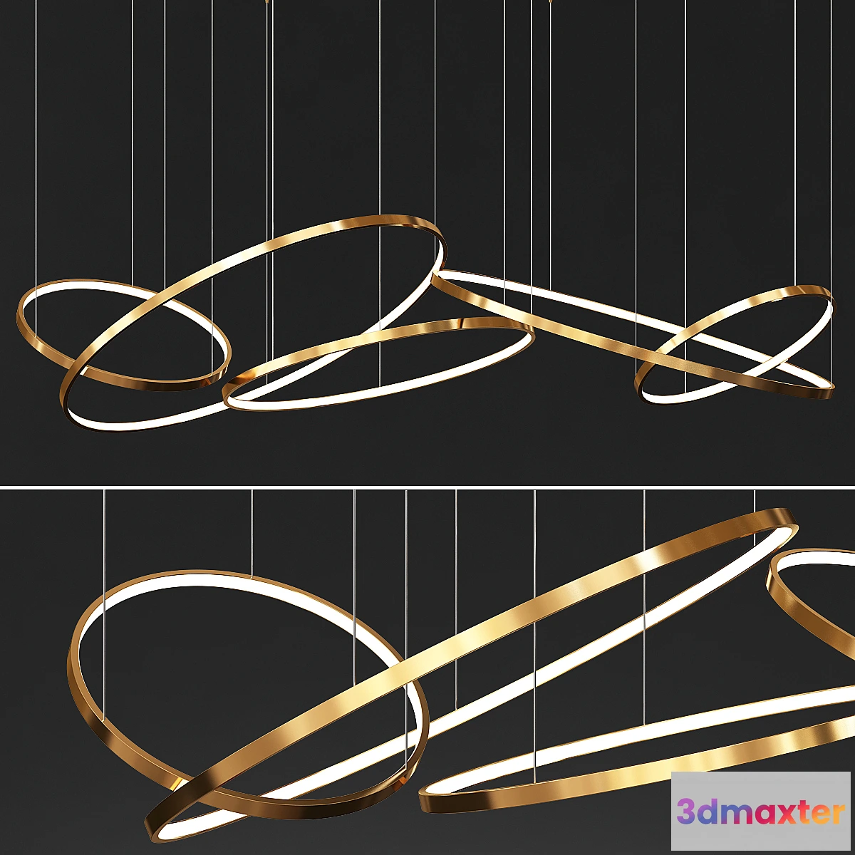 1320462 - Gold Ring Chandelier 3 3D Max