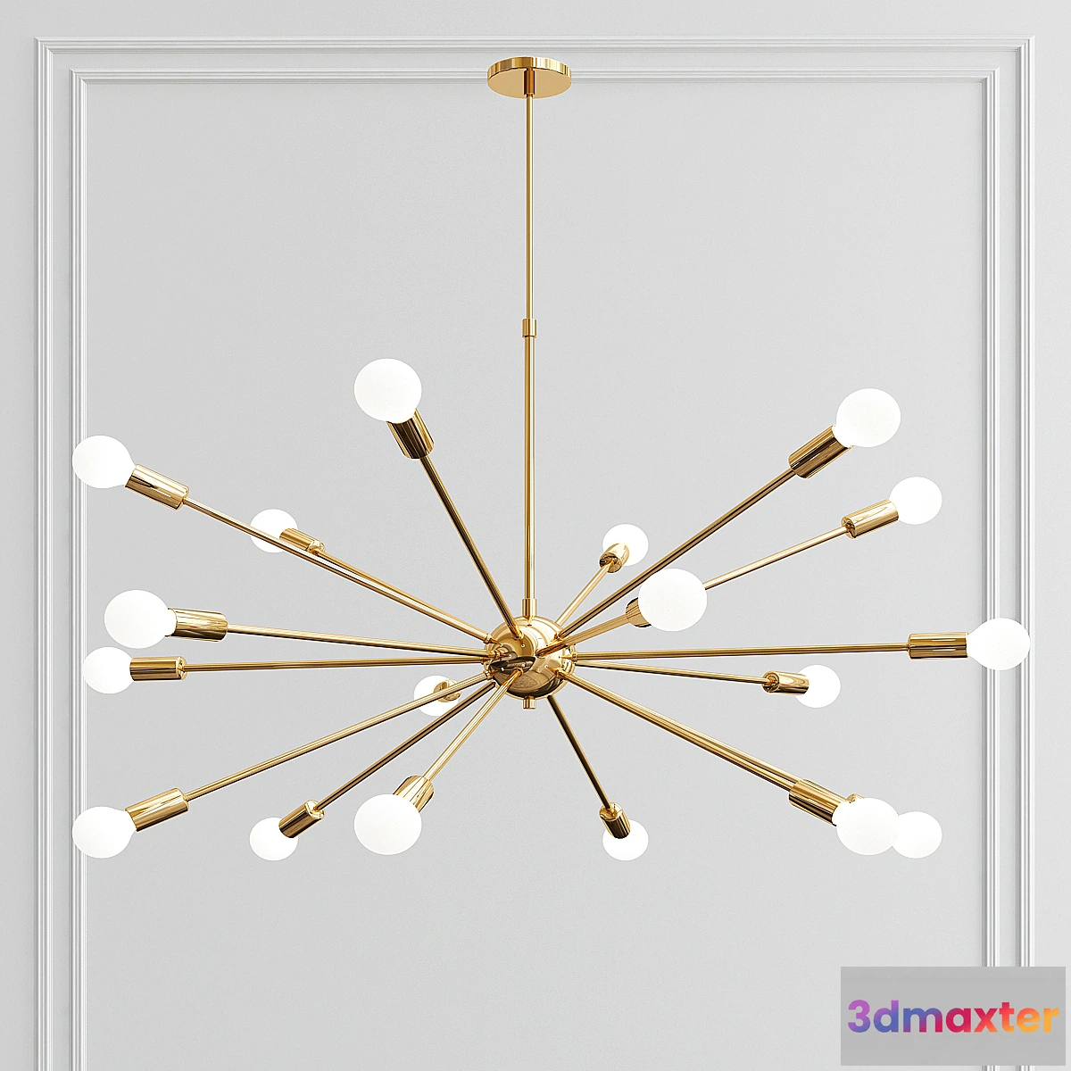 1323392 - Modern Polished Brass Sputnik Chandelier 3D Max