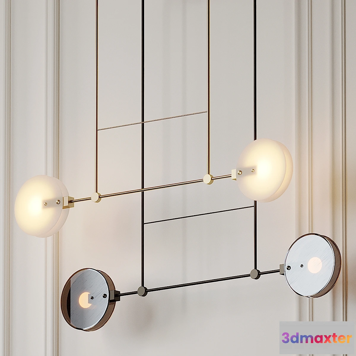 1323470 - Nebulae 22- Double Horizontal Chandelier Twentieth 3D Max