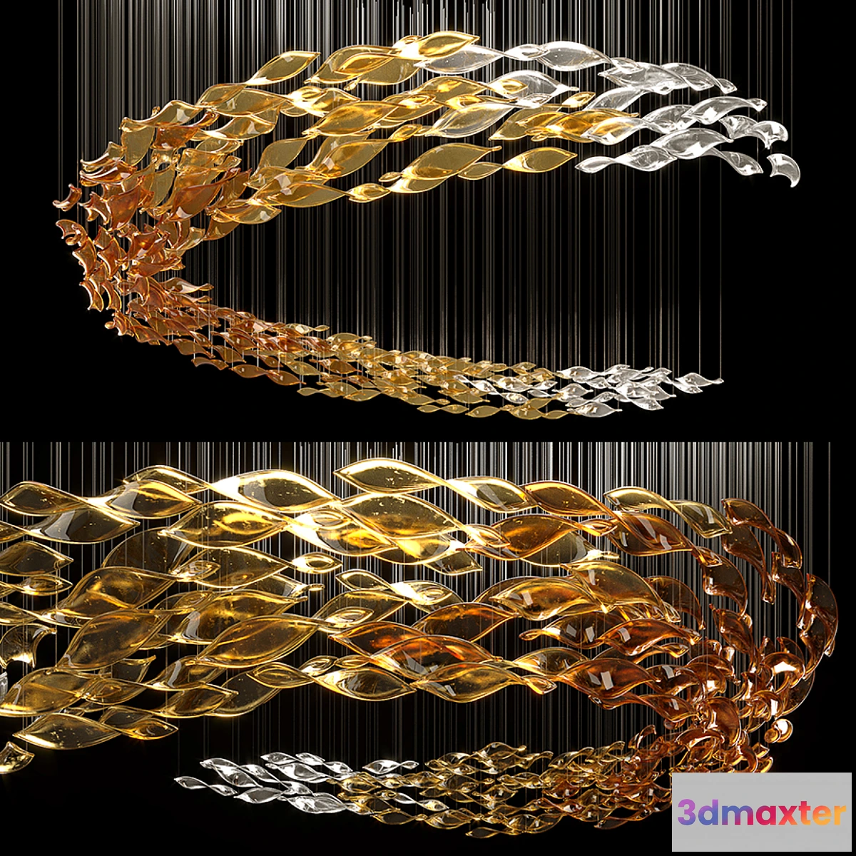 1324901 - Glass Waves Chandelier 3D Max