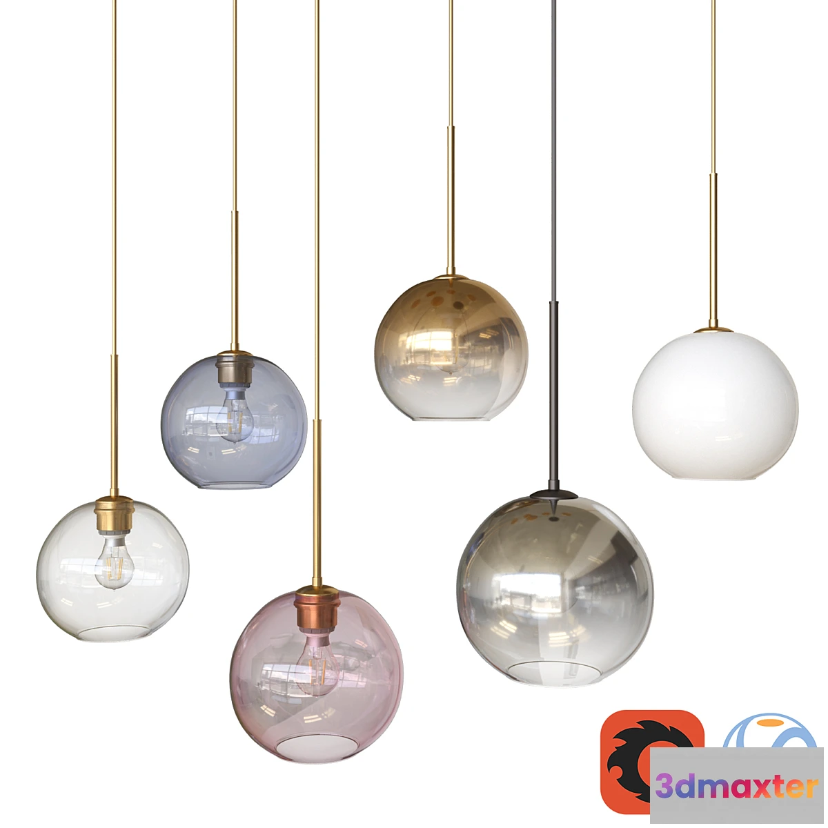 1327515 - Sculptural Glass Globe Pendant small 3D Max