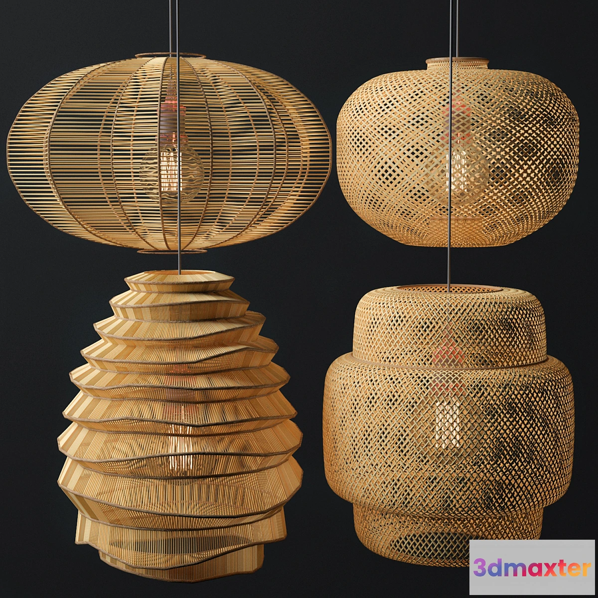 1327725 - Rattan Lighting Set 7 - No.2 3D Max