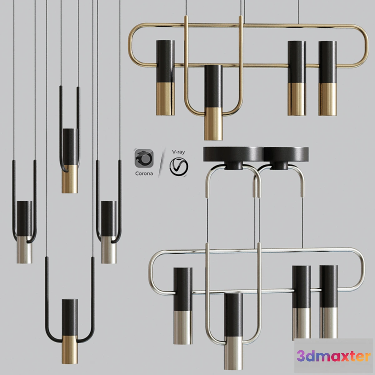 1327923 - Modern Storm Ceiling Light Suspension Collection 3D Max