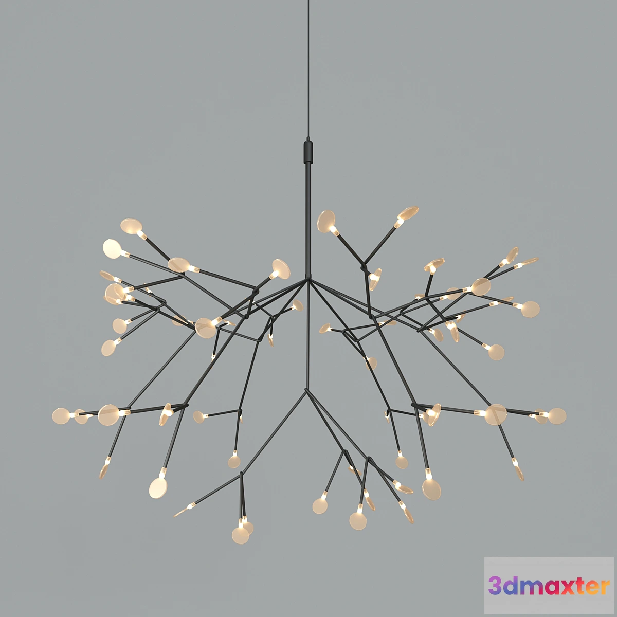 1328672 - Chandelier Led Petals Black 3D Max