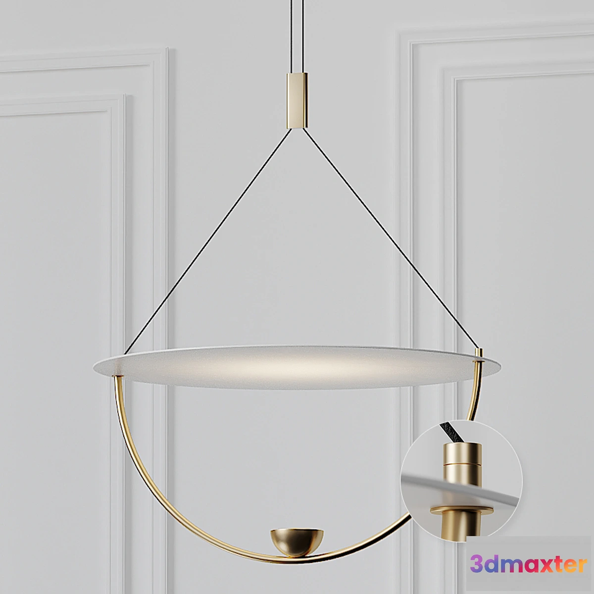 1332508 - Modern White 16 inch LED Pendant Chandelier On-Off 3D Max