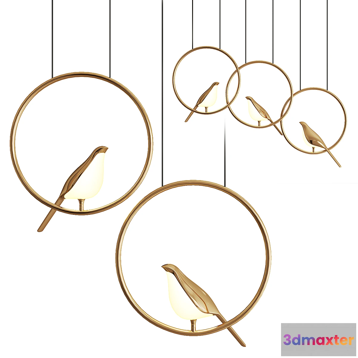 1333472 - Ring and Bird Pendant Lamp NOMI 3D Max