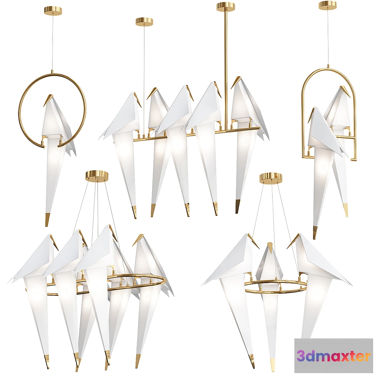 1334872 - Moooi Origami Bird Perch by Romatti Set 3D Max