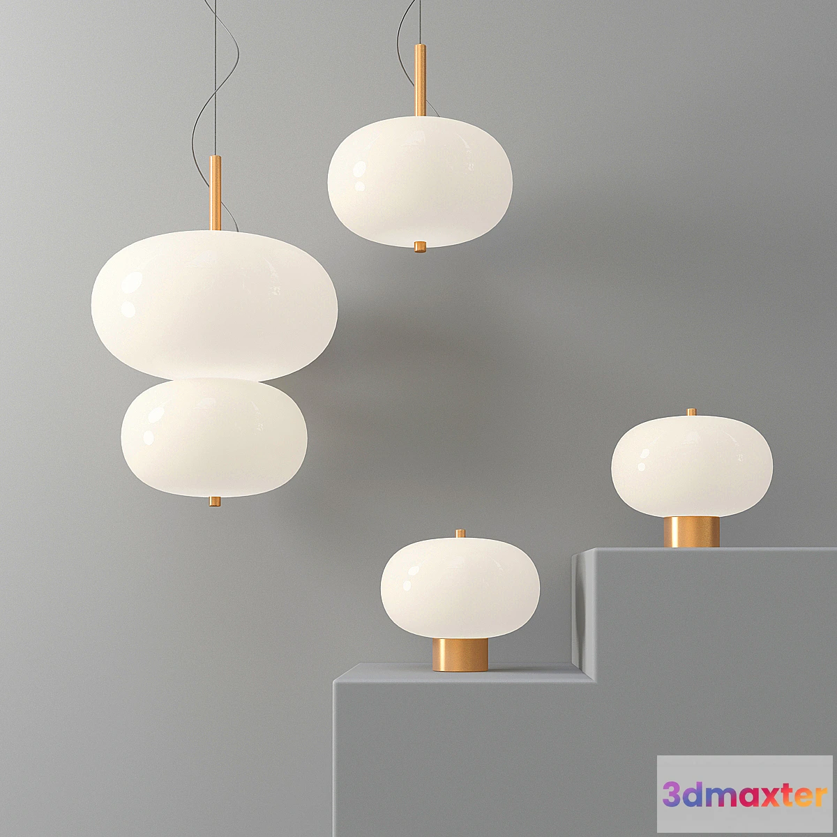 1335161 - Led White Glass Pendant 3D Max