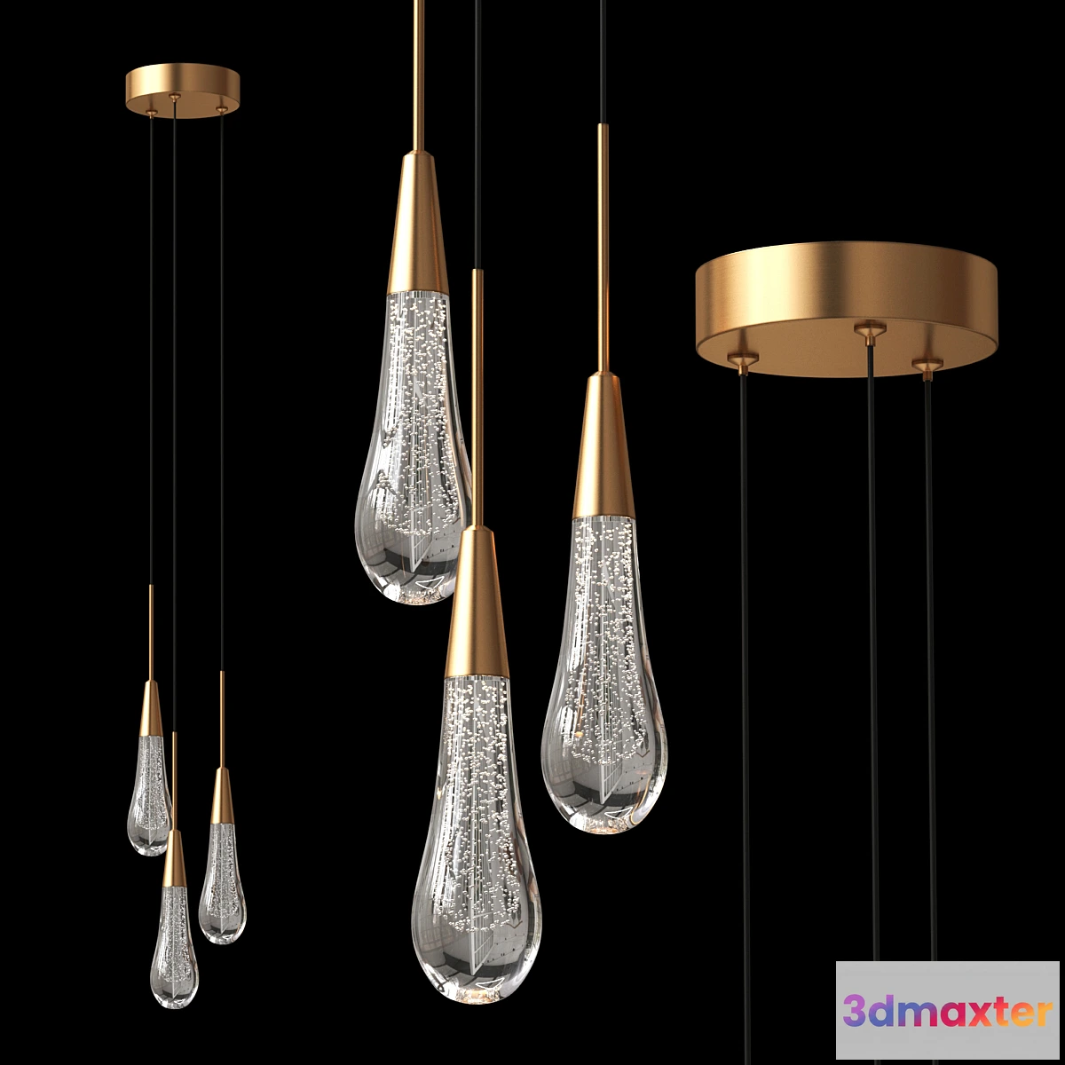 1335959 - Soltaire 3 Light Pendant 3D Max