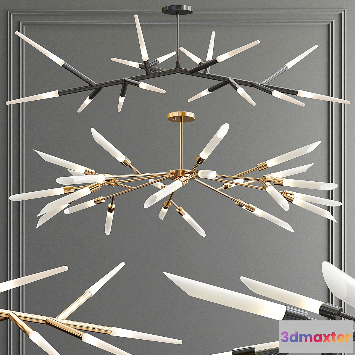 1339119 - Branch Multi Tube & Led Chandelier 3D Max