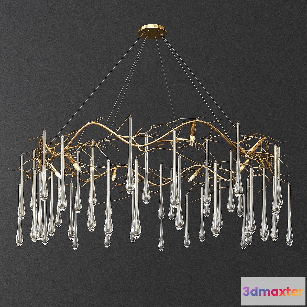 1339182 - Brass and Glass Teardrop Chandelier 3D Max