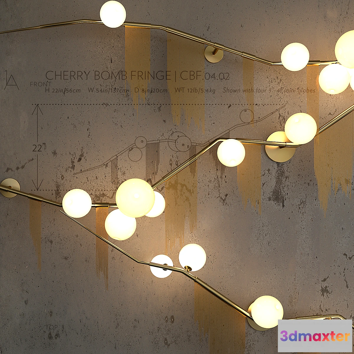 1340274 - CHERRY BOMB FRINGE FLUSH MOUNT 3D Max