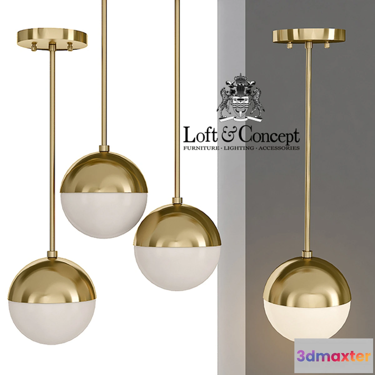 1340445 - Suspension light Copper Light Pendant Orb 3D Max