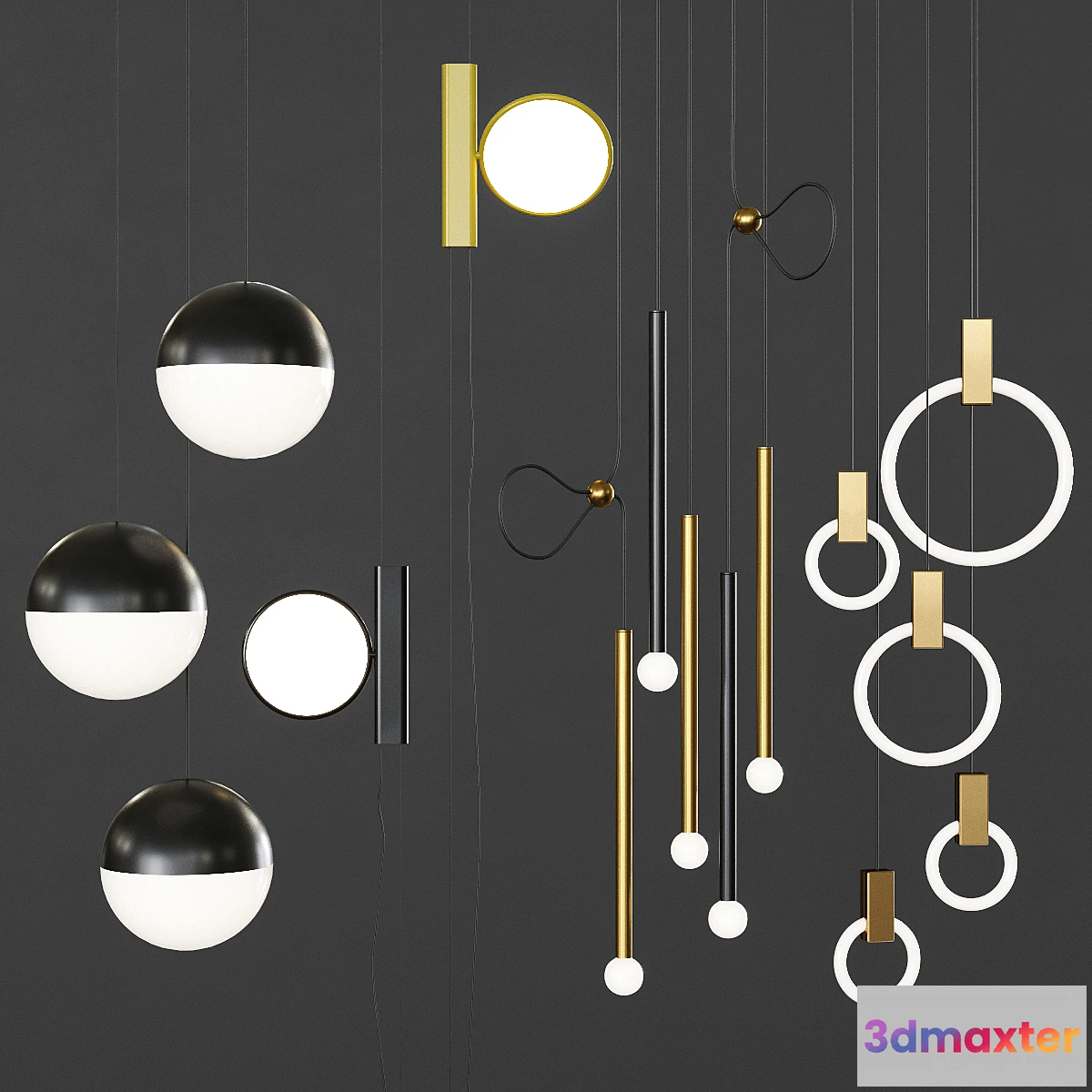 1341145 - Pendant lights set 041 3D Max