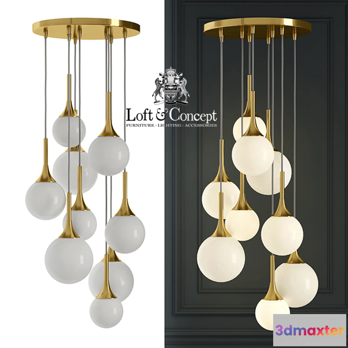 1342144 - Hanging lamp Restoration Hardware Whitney Chandelier 3D Max