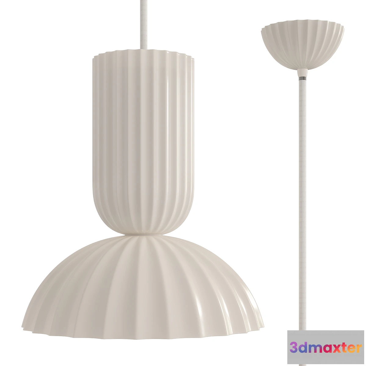 1343683 - Jeanne Fluted White Porcelain Dome Pendant 3D Max