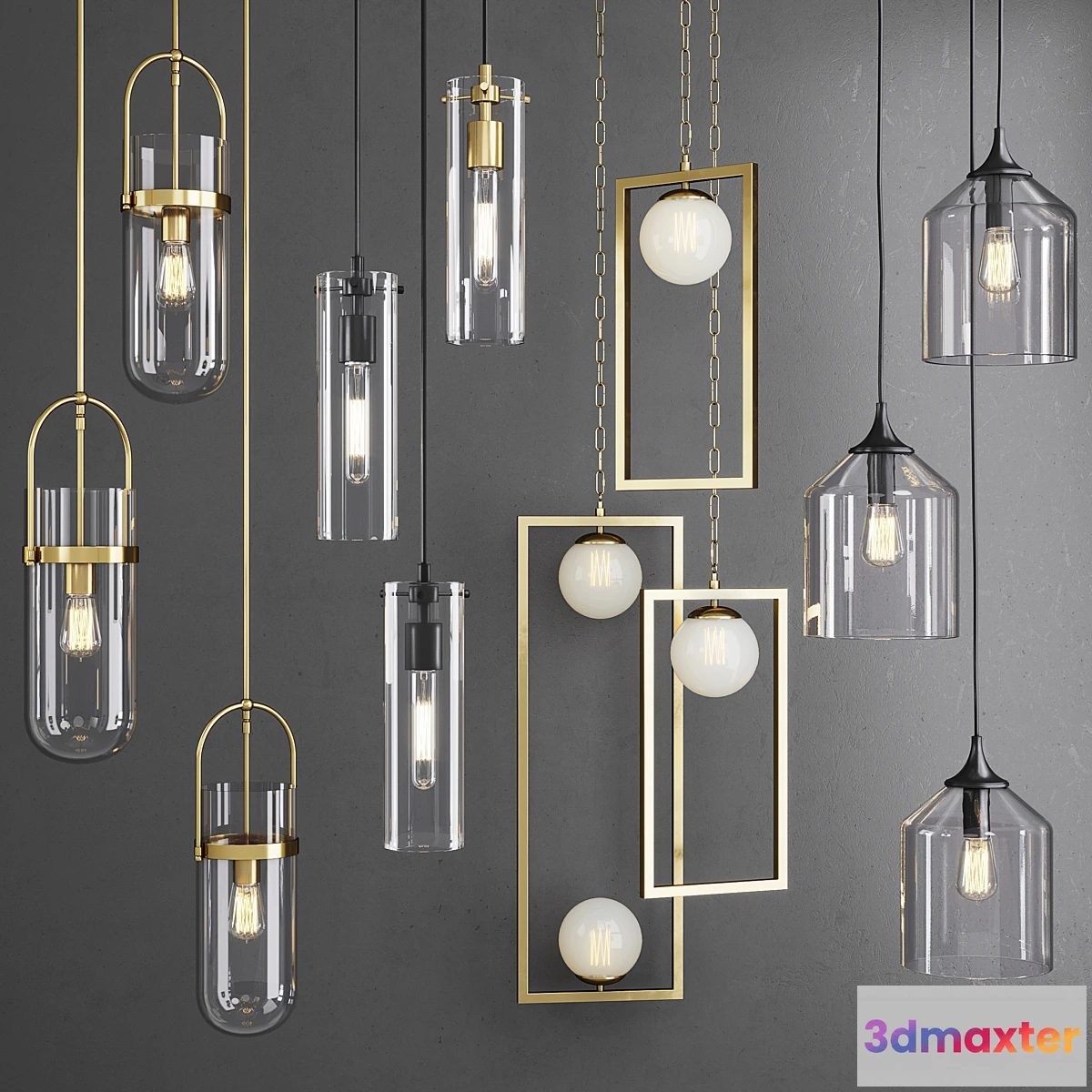 1343704 - Pottery Barn Pendant Lighting Collection 3D Max