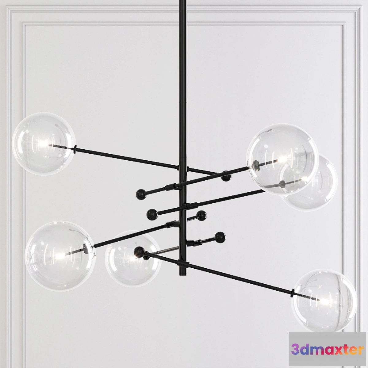 1343862 - Restoration Hardware Glass Globe Mobile 6 ARM CHANDELIER 55 3D Max