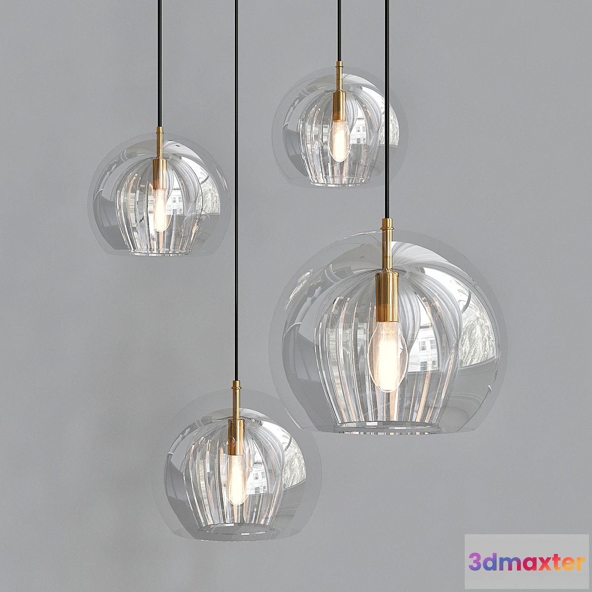 1349837 - PLEATED CRYSTAL Pendant lamp 3D Max