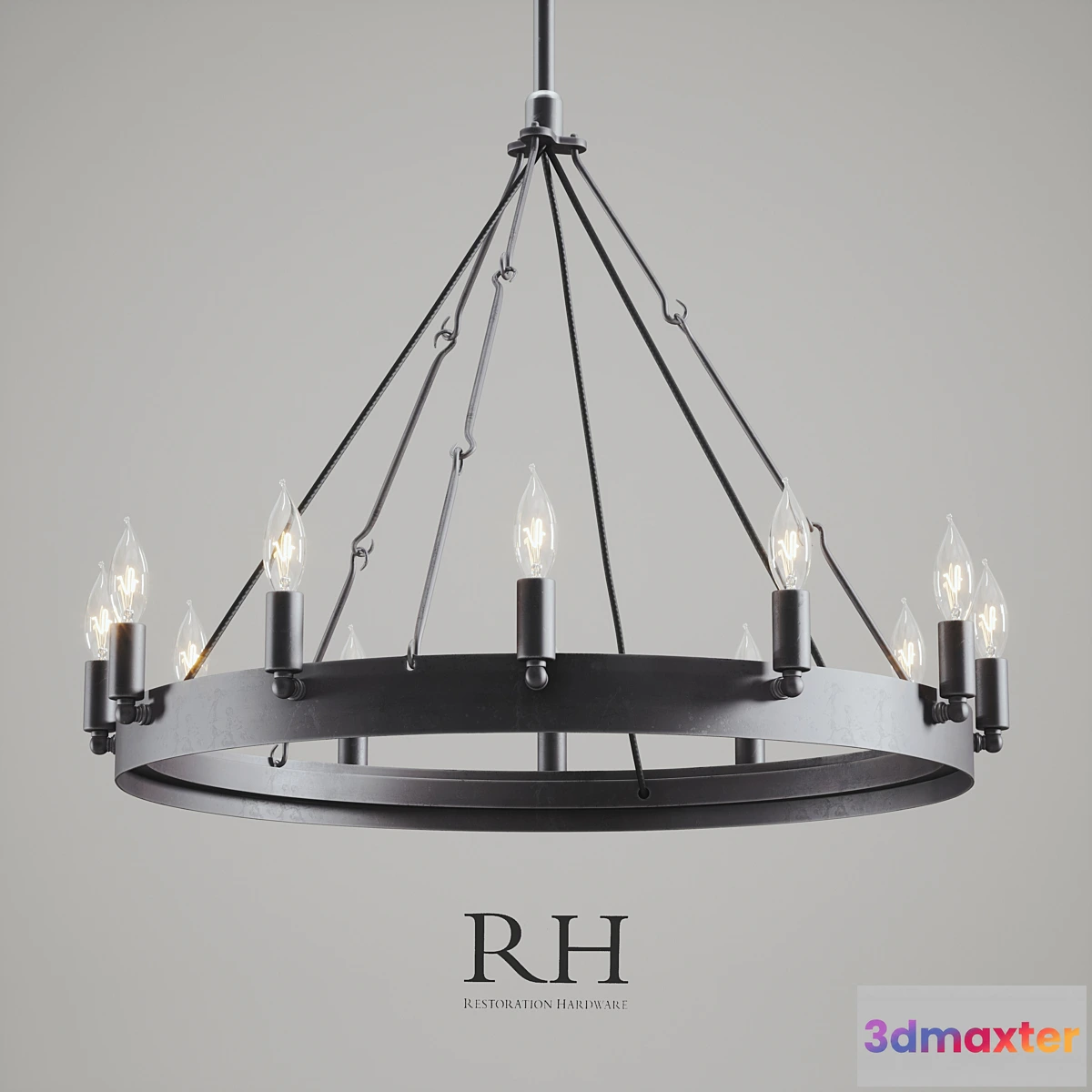 1350573 - CAMINO VINTAGE CANDELABRA _ FILAMENT ROUND CHANDELIER IRON 3D Max