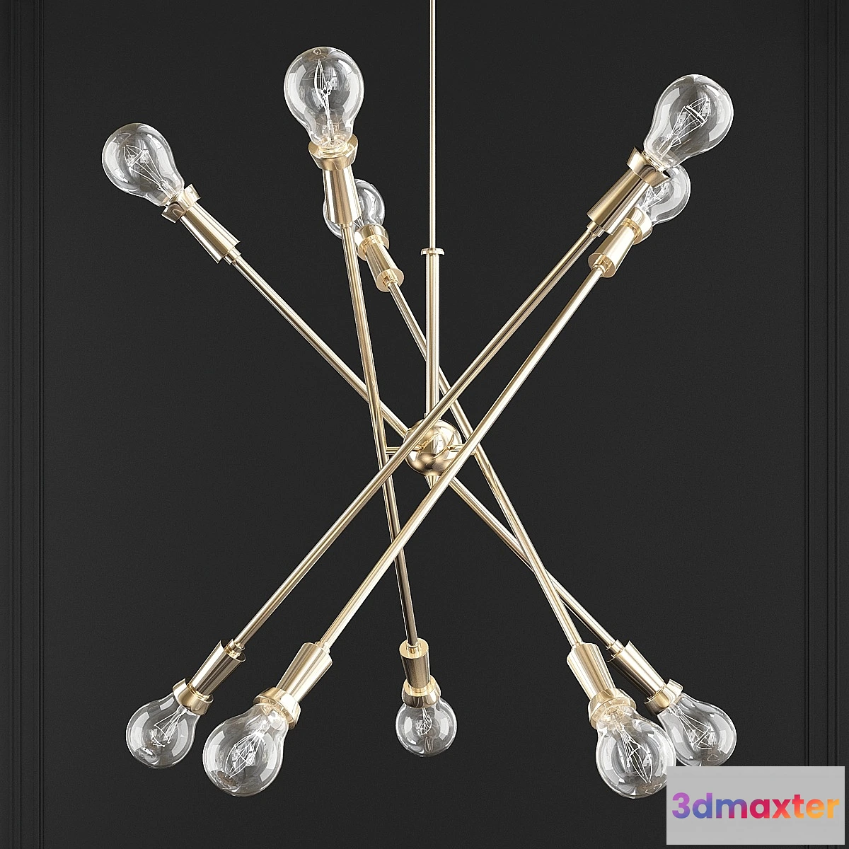 1353888 - Kichler Armstrong 10-Light Large Chandelier in Natural Brass - No.2 3D Max