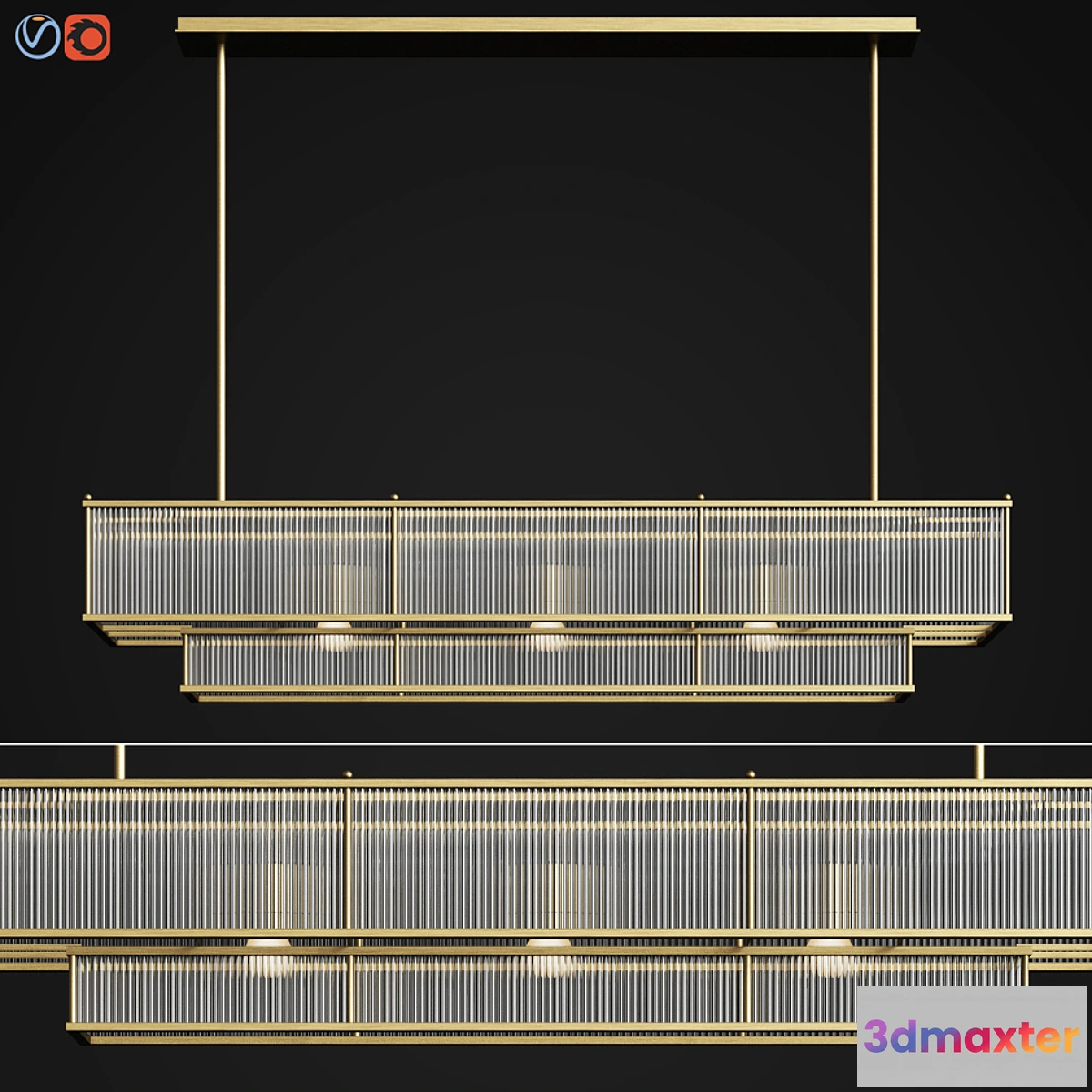 1354701 - Marais Linear Chandelier 60 Restoration Hardware 3D Max