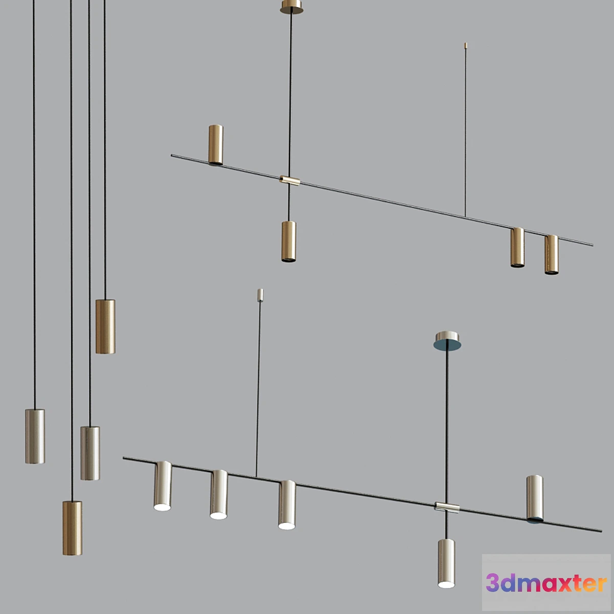 1354847 - Light Geometric Pendant light Chandelier Collection 02 3D Max