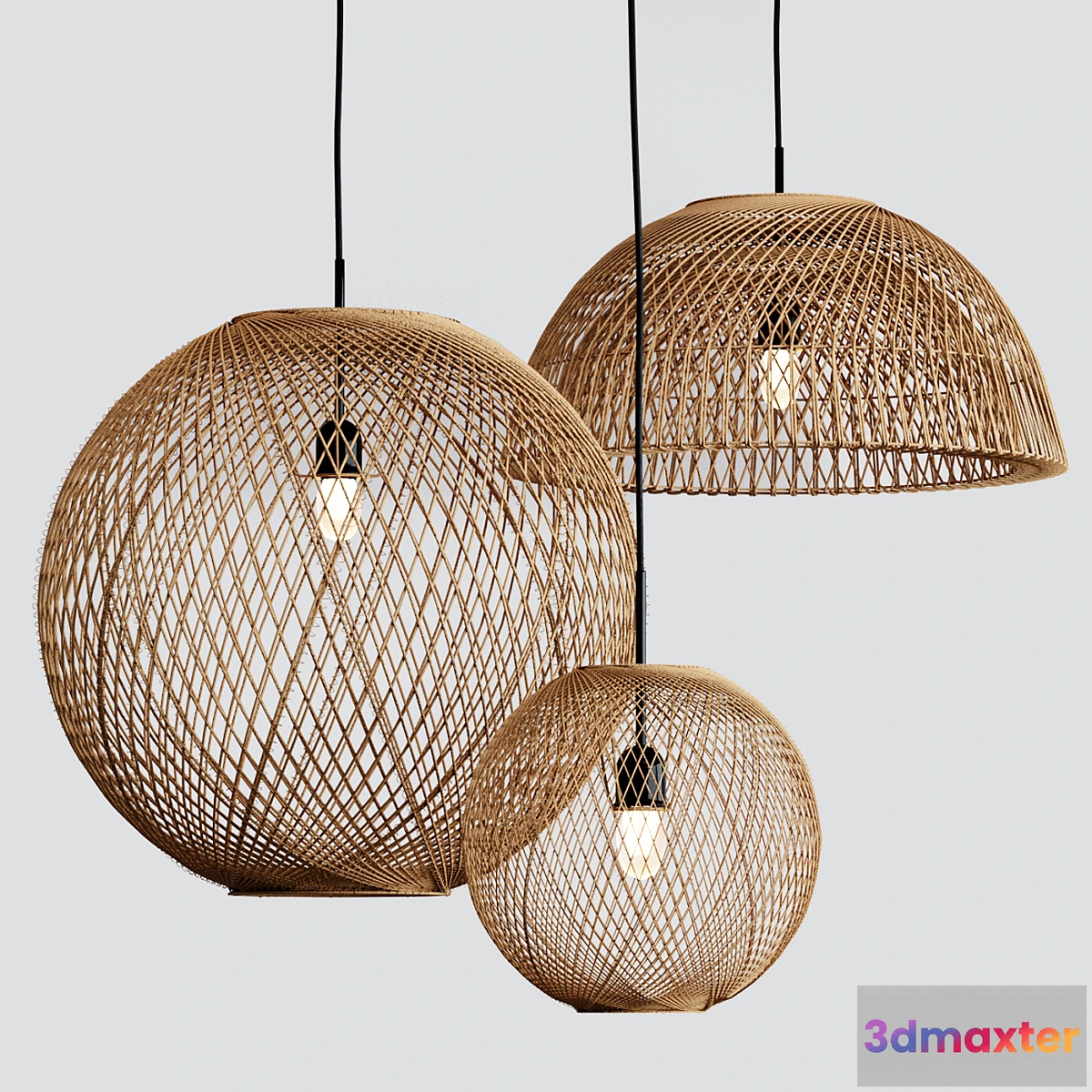 1355329 - West Elm Wicker Pendant 3D Max