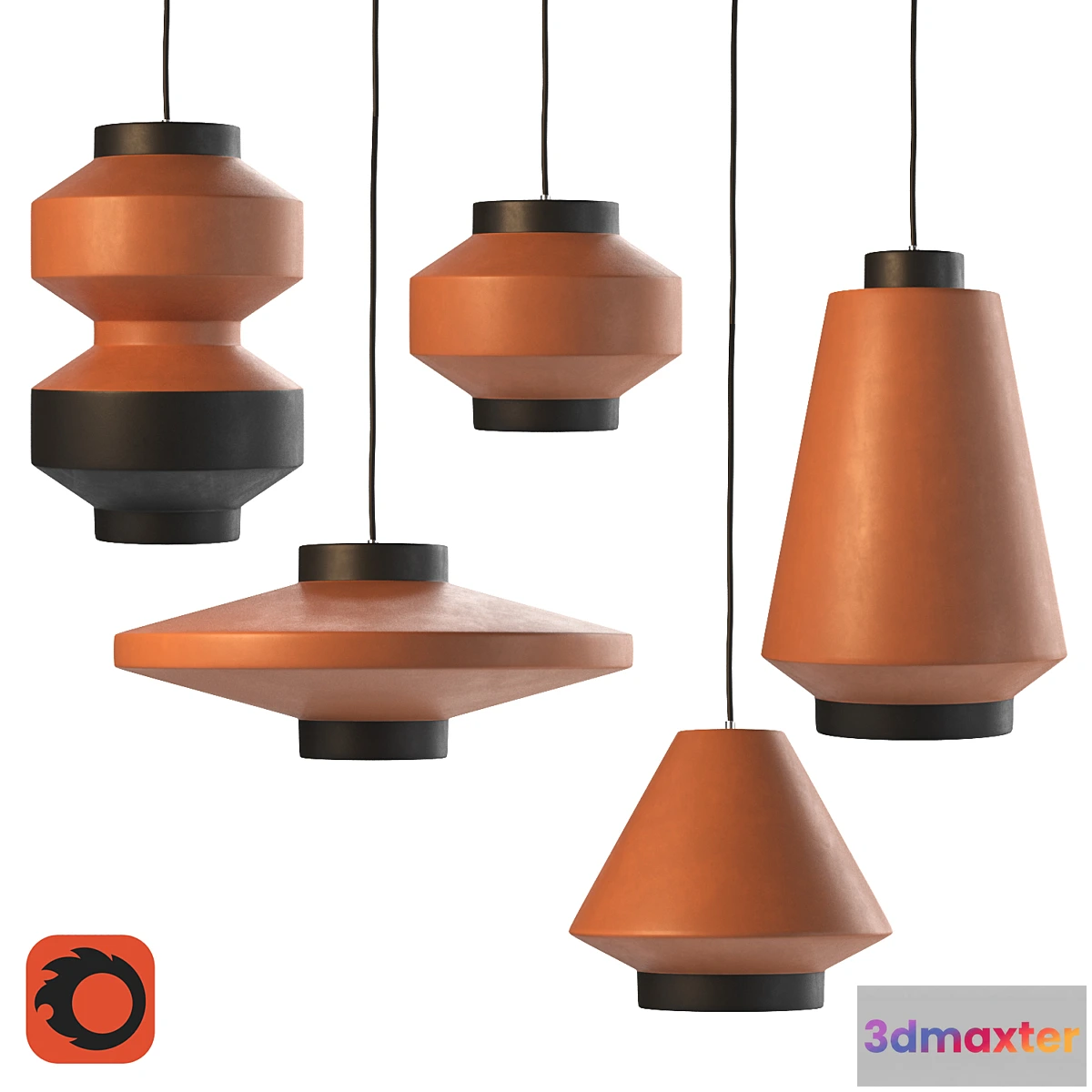1358055 - Pendant lights set “Praforma” by Ceramika Design 3D Max