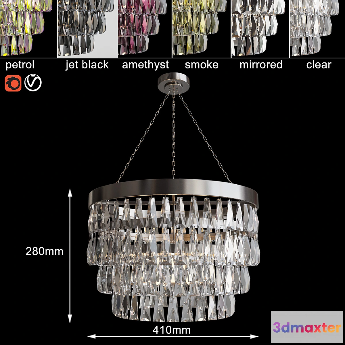 1392596 - Chandelier Shallow Chandelier with Crystal 3D Max