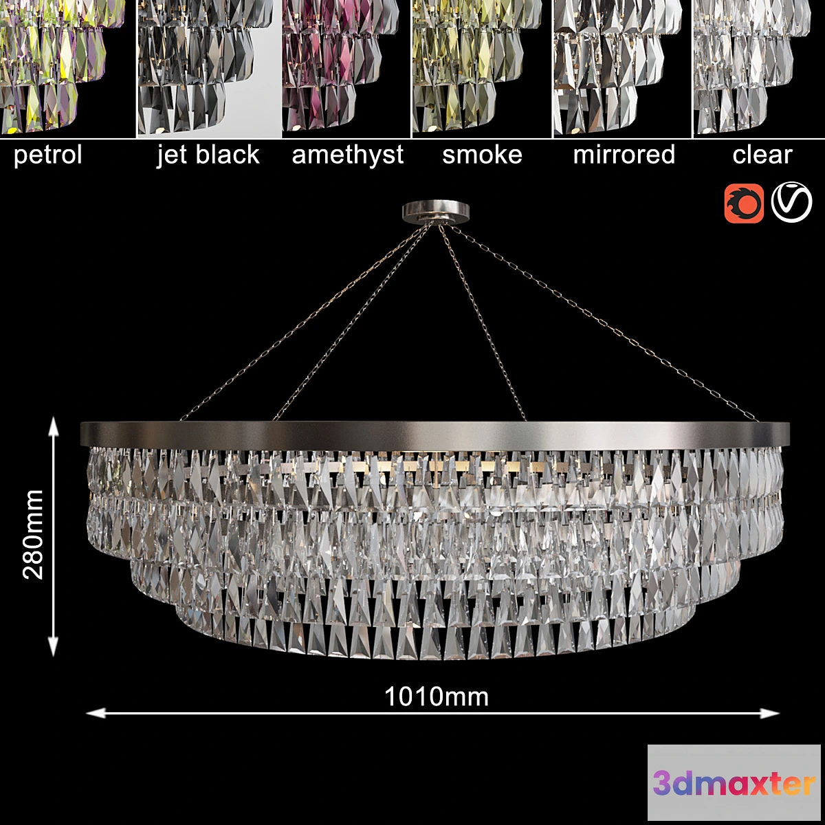 1392712 - Chandelier Shallow Chandelier with Crystal 1010mm 3D Max