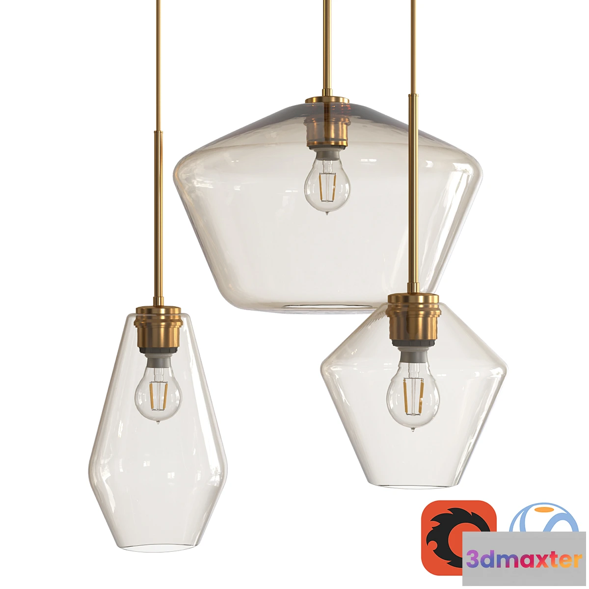 1394816 - Sculptural Glass Geo champagne 3D Max