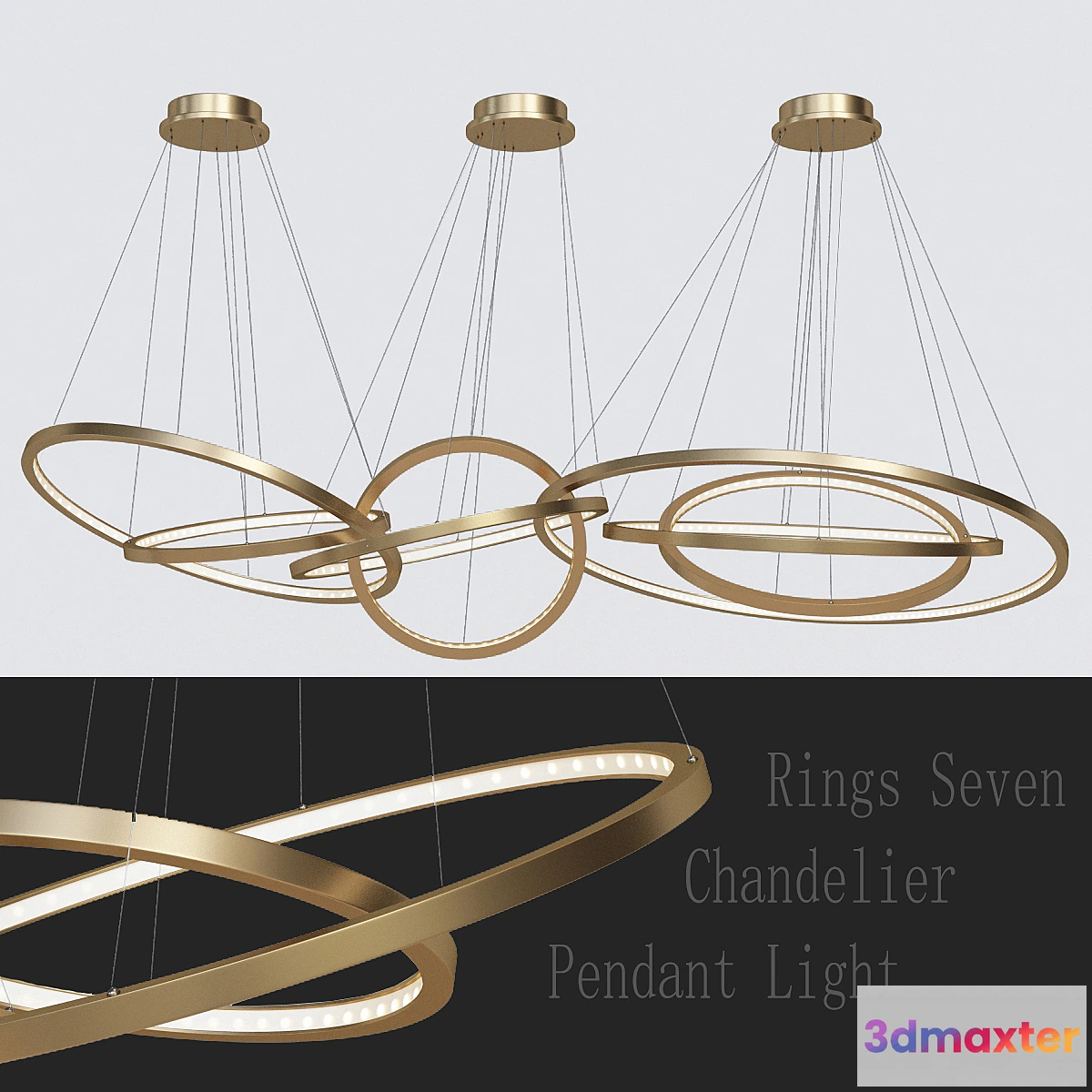 1394832 - LED Oval Rings Seven Chandelier Pendant Light 3D Max