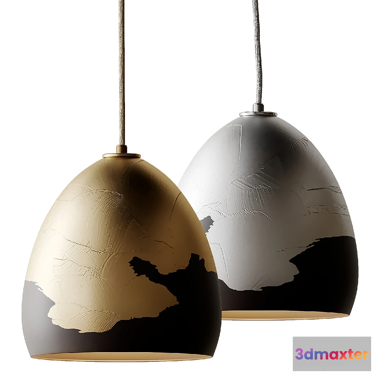 1396142 - Matte Black & Silver Ombre Porcelain Pendant Light from H&H 3D Max