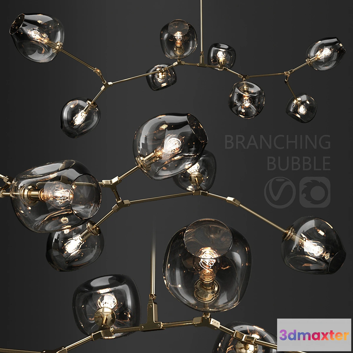 1398346 - Branching bubble 8 lamps 3D Max