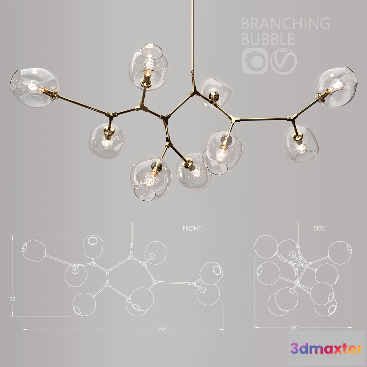 1400036 - Branching bubble 9 lamp 3D Max
