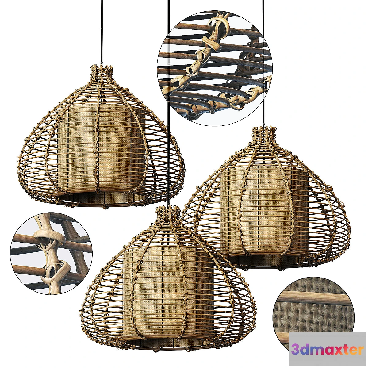 1401858 - Lamp wicker branch rattan dome 3D Max