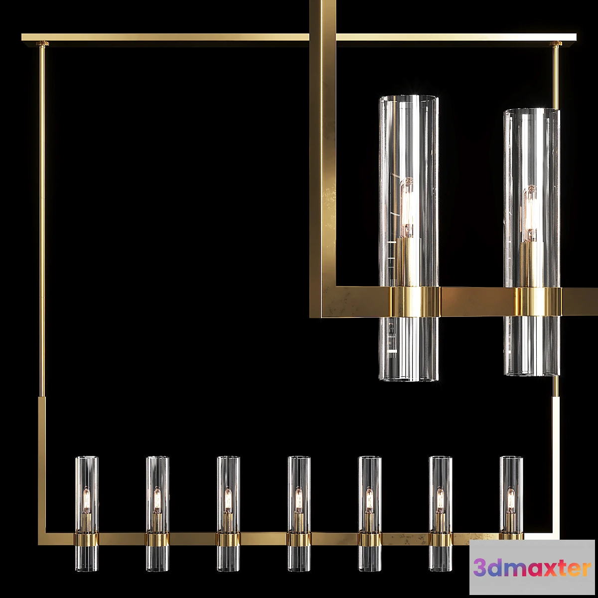 1402942 - Restoration Hardware RAVELLE LINEAR CHANDELIER 59 Brass 3D Max