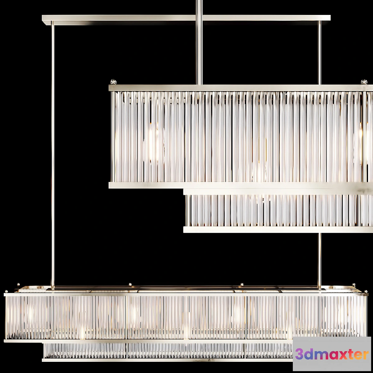 1403350 - Restoration Hardware MARAIS LINEAR CHANDELIER 60 Nickel 3D Max